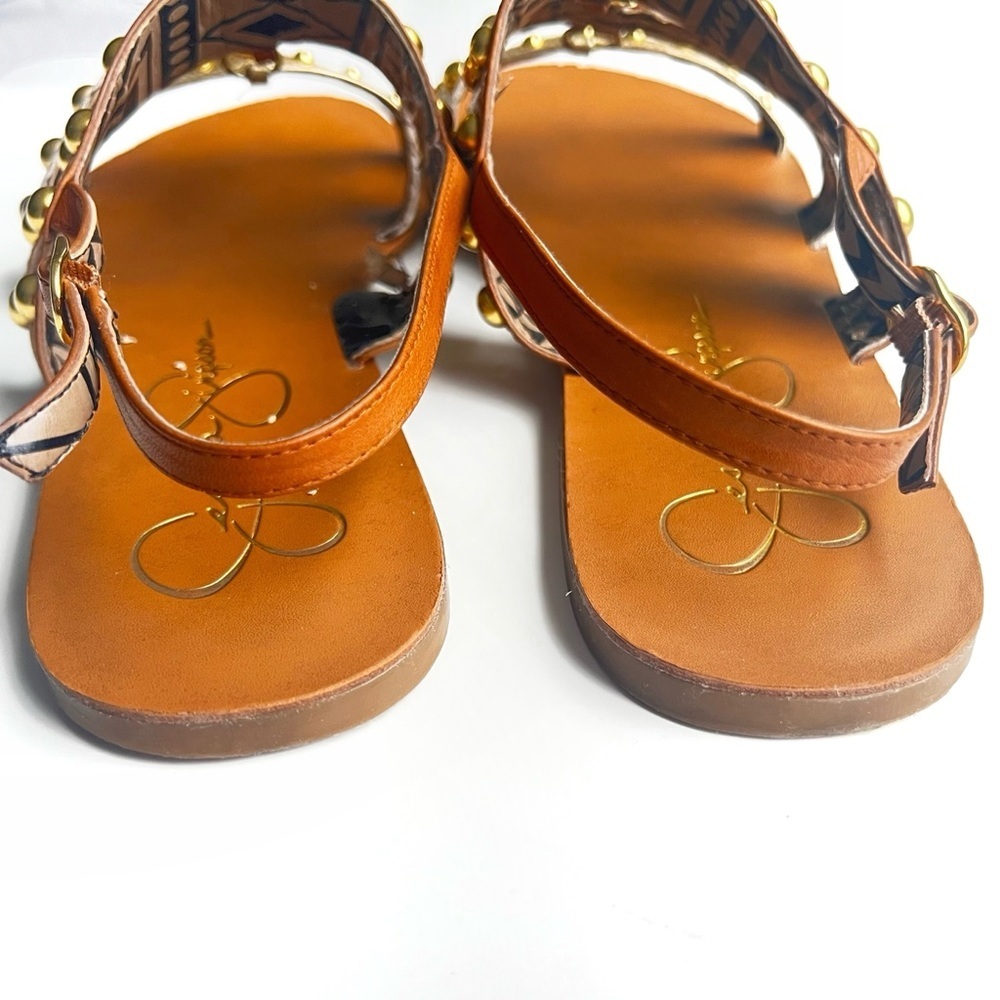 Jessica Simpson dressy flat sandals KARI studded Gold Combo New Metallic sz 10 - Picture 3 of 14